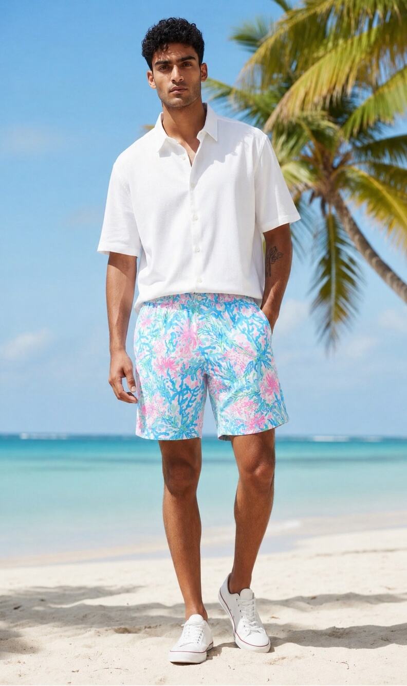 Lilly Pulitzer Beaumont Stretch Multicolored Coral Bay Shorts Size 34